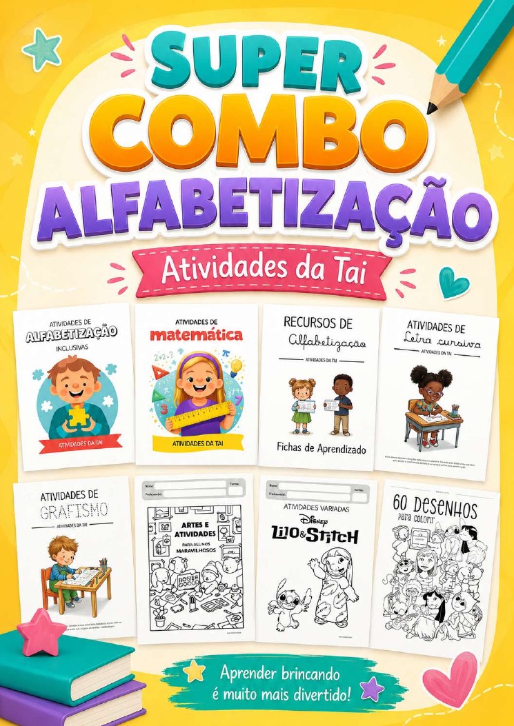 Capa do Supercombo Alfabetização com os 8 materiais